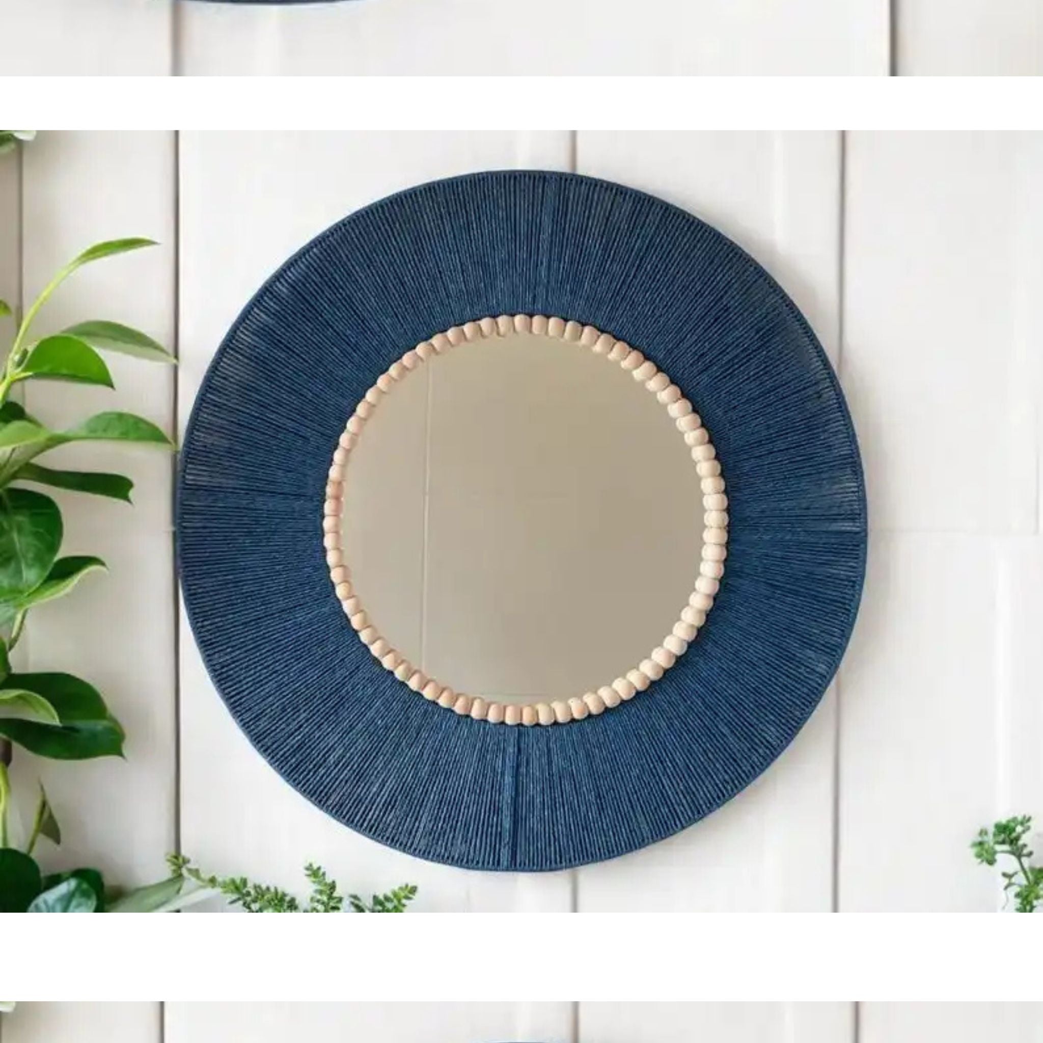 Raffia Blue Wall Mirror